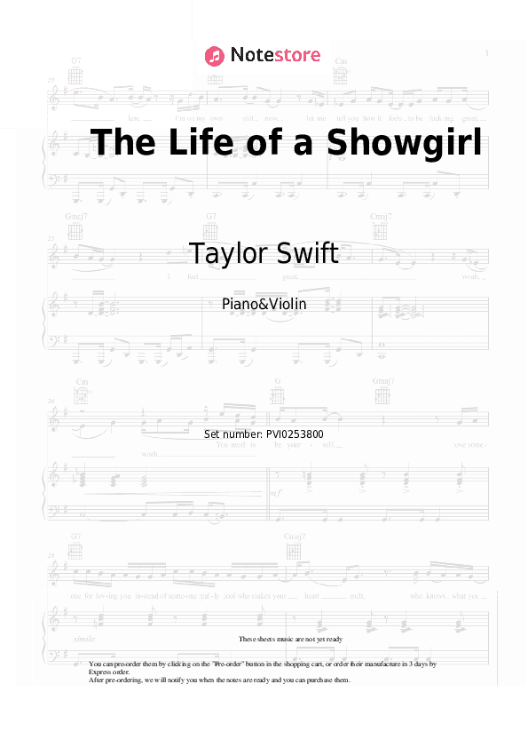 The Life of a Showgirl - Taylor Swift, Sabrina Carpenter Piano Sheet Music and Violin - Piano&Violin
