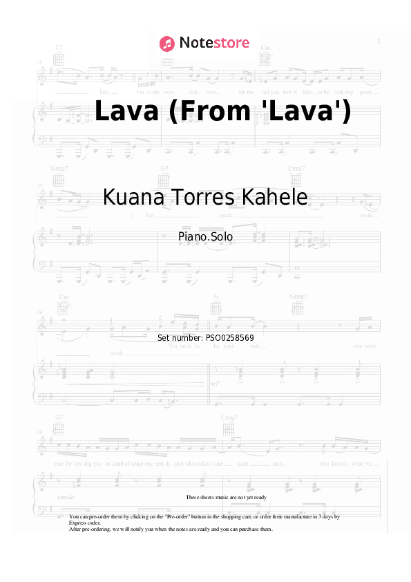 Lava (From 'Lava') - Kuana Torres Kahele, Napua Greig, James Ford Murphy Piano Sheet Music - Piano.Solo