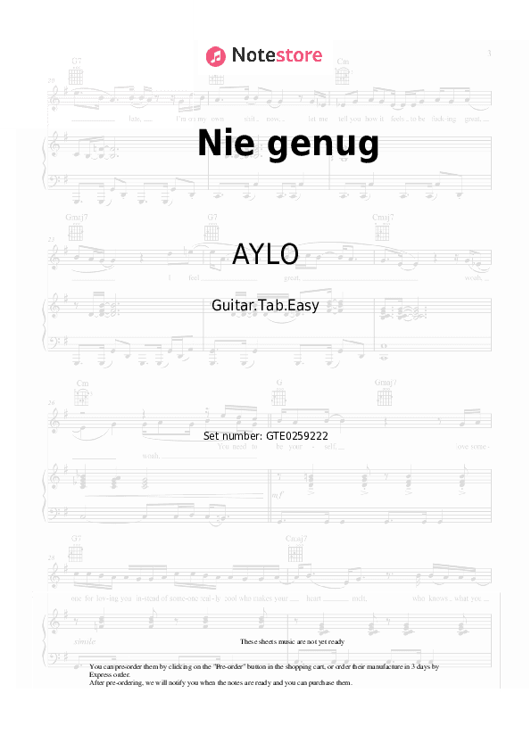 Nie genug - AYLO Tabs Easy - Guitar.Tab.Easy