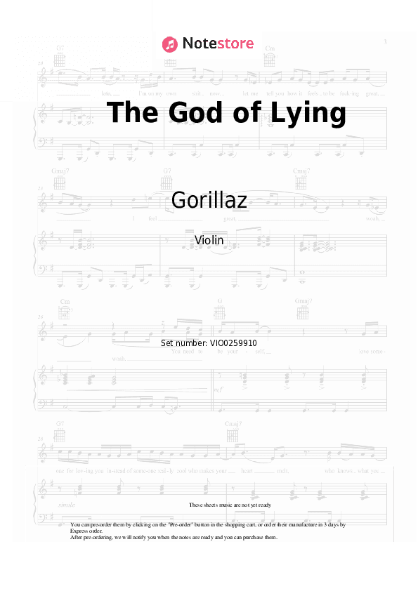 The God of Lying - Gorillaz, IDLES Violin Sheet Music - Violin