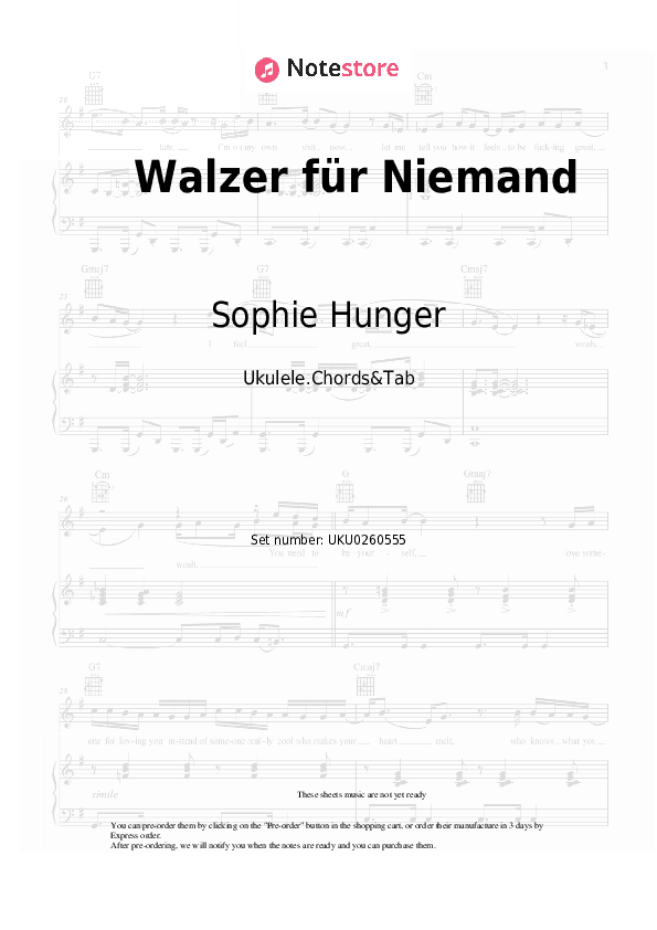 Walzer für Niemand - Sophie Hunger Ukulele Sheet Music - Ukulele.Chords&Tab