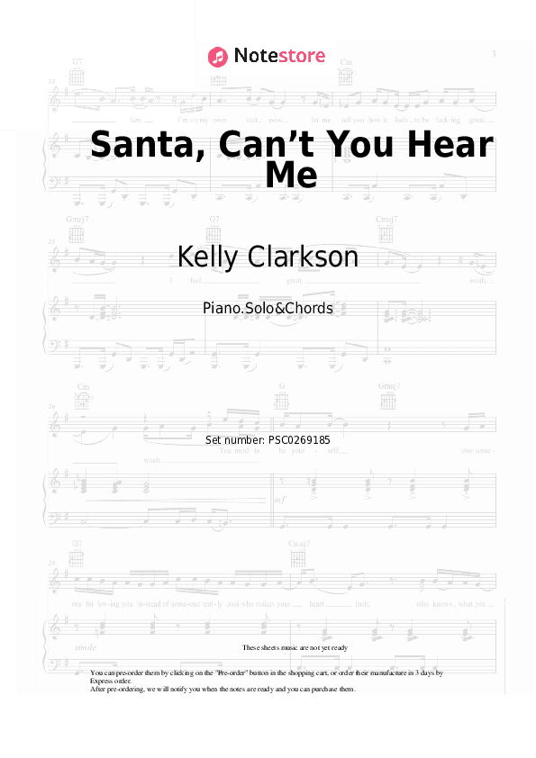 Santa, Can’t You Hear Me - Kelly Clarkson, Ariana Grande Piano Sheet Music and Chords - Piano.Solo&Chords