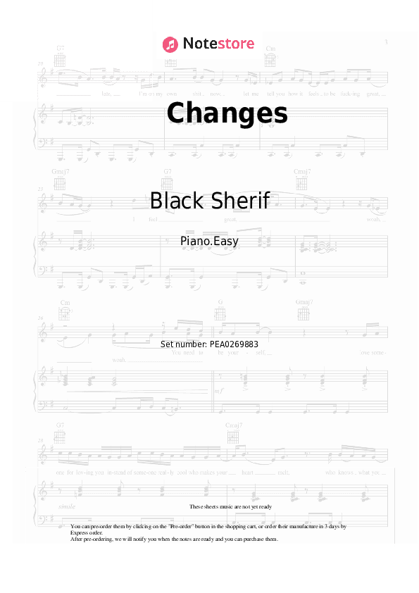Changes - Black Sherif Piano Sheet Music Easy - Piano.Easy