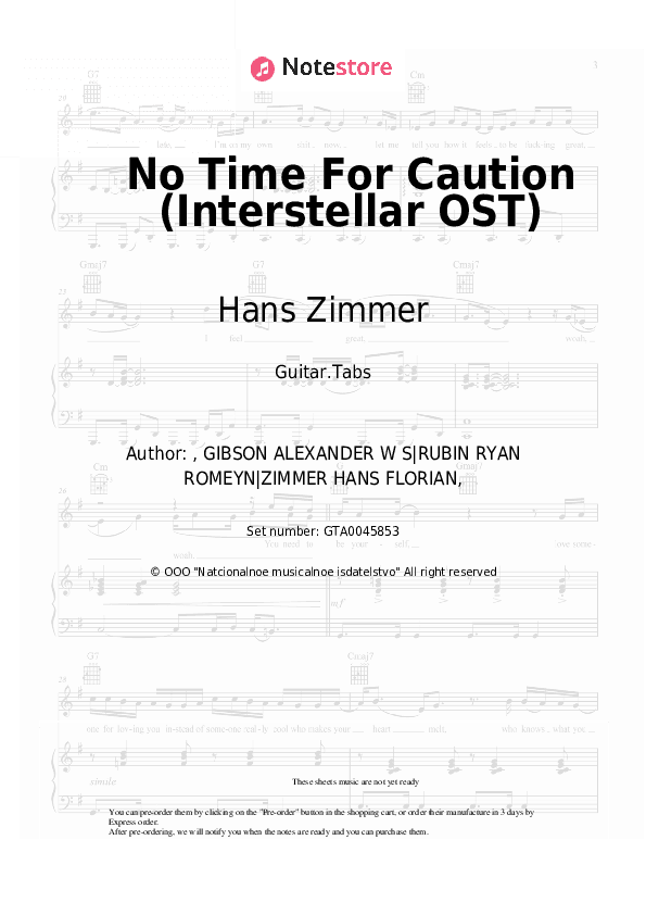 No Time For Caution (Interstellar OST) - Hans Zimmer Tabs - Guitar.Tabs