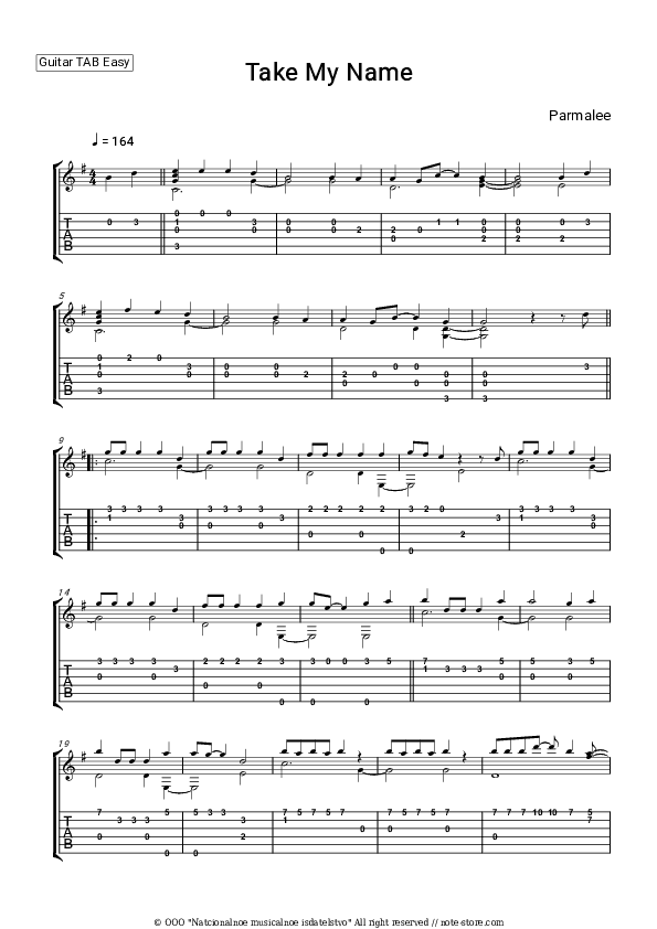 Take My Name - Parmalee Tabs Easy - Guitar.Tab.Easy