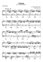 Sheet music, chords Johann Sebastian Bach - Cello Suite No. 1 in G Major, BWV 1007: I. Prelude