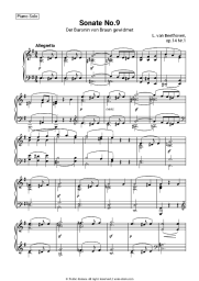 Sheet music, chords Ludwig van Beethoven - Piano Sonata No. 9, Op. 14 No. 1, II.Allegretto