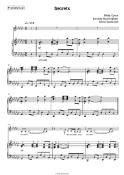 Sheet music, chords Miley Cyrus, Lindsey Buckingham, Mick Fleetwood - Secrets