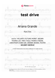 Sheet music, chords Ariana Grande - test drive